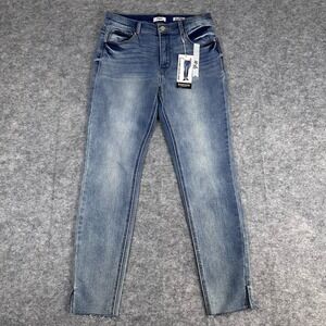 Kensie High Rise Skinny Jeans Womens 8/29 Blue NEW Raw Hem Side Slit Stretch